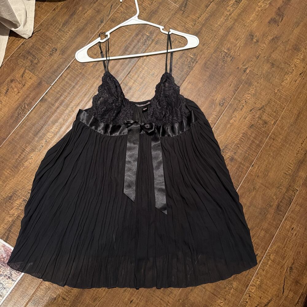 Victorias Secret Lace Mesh Babydoll Lingerie Top Size XL Sheer Satin Ribbon